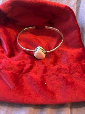 Silver Cuff Bracelet with Pink Conch